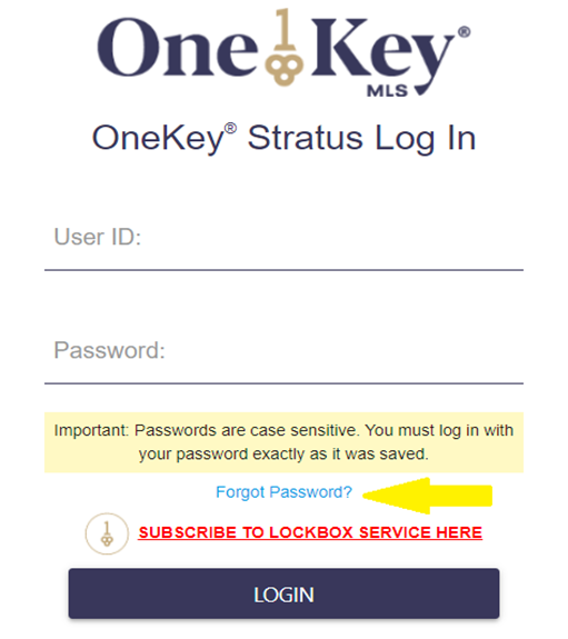 Resetting Your Stratus Password OneKey® MLS Support Center