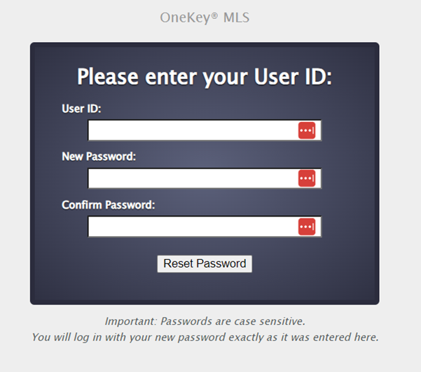 Resetting Your Stratus Password OneKey® MLS Support Center